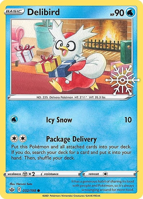 Chilling Reign Delibird #32/198 Snowflakes Stamp